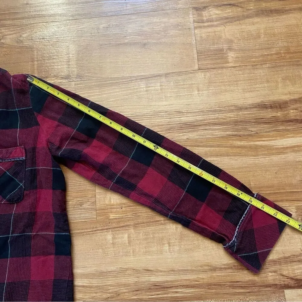 PRANA S Frosty Flake Organic Cotton Buffalo Plaid Flannel Pajama Top Winter Warm